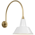 Academy 19.5" Arched Mack Barn Light | Hand-Rubbed Antique Brass | 12.5 | 12.5" White Bowers Shade