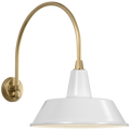 Academy 19.5" Arched Mack Barn Light | Hand-Rubbed Antique Brass | 16 | 16" White Bowers Shade