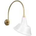 Academy 19.5" Arched Mack Barn Light | Hand-Rubbed Antique Brass | 12.5 | 12.5" White Tilted Bowers Shade