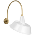 Academy 19.5" Arched Mack Barn Light | Hand-Rubbed Antique Brass | 16 | 16" White Tilted Bowers Shade