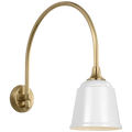 Academy 19.5" Arched Mack Barn Light | Hand-Rubbed Antique Brass | 8 | 8" White Rockhouse Shade