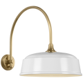 Academy 19.5" Arched Mack Barn Light | Hand-Rubbed Antique Brass | 16 | 16" White Rockhouse Shade