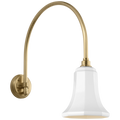 Academy 19.5" Arched Mack Barn Light | Hand-Rubbed Antique Brass | 7.5 | 7.5" White Savannah Shade