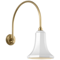Academy 19.5" Arched Mack Barn Light | Hand-Rubbed Antique Brass | 9.25 | 9.25" White Savannah Shade