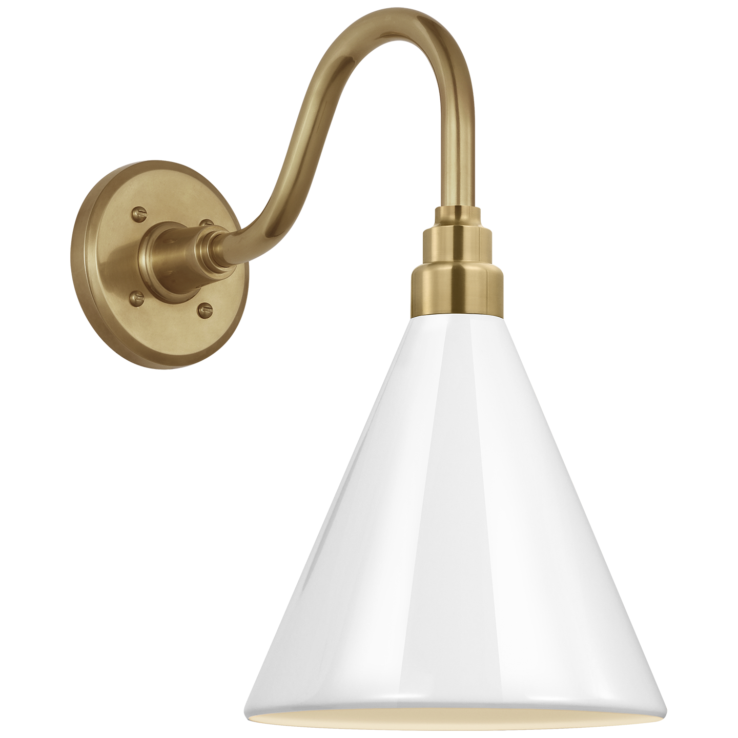 Academy 11" Flynn Barn Light | Hand-Rubbed Antique Brass | 9 | 9" White Conical Savannah Shade