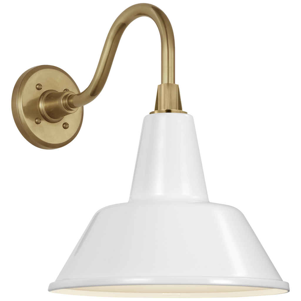 Academy 11" Flynn Barn Light | Hand-Rubbed Antique Brass | 12.5 | 12.5" White Bowers Shade
