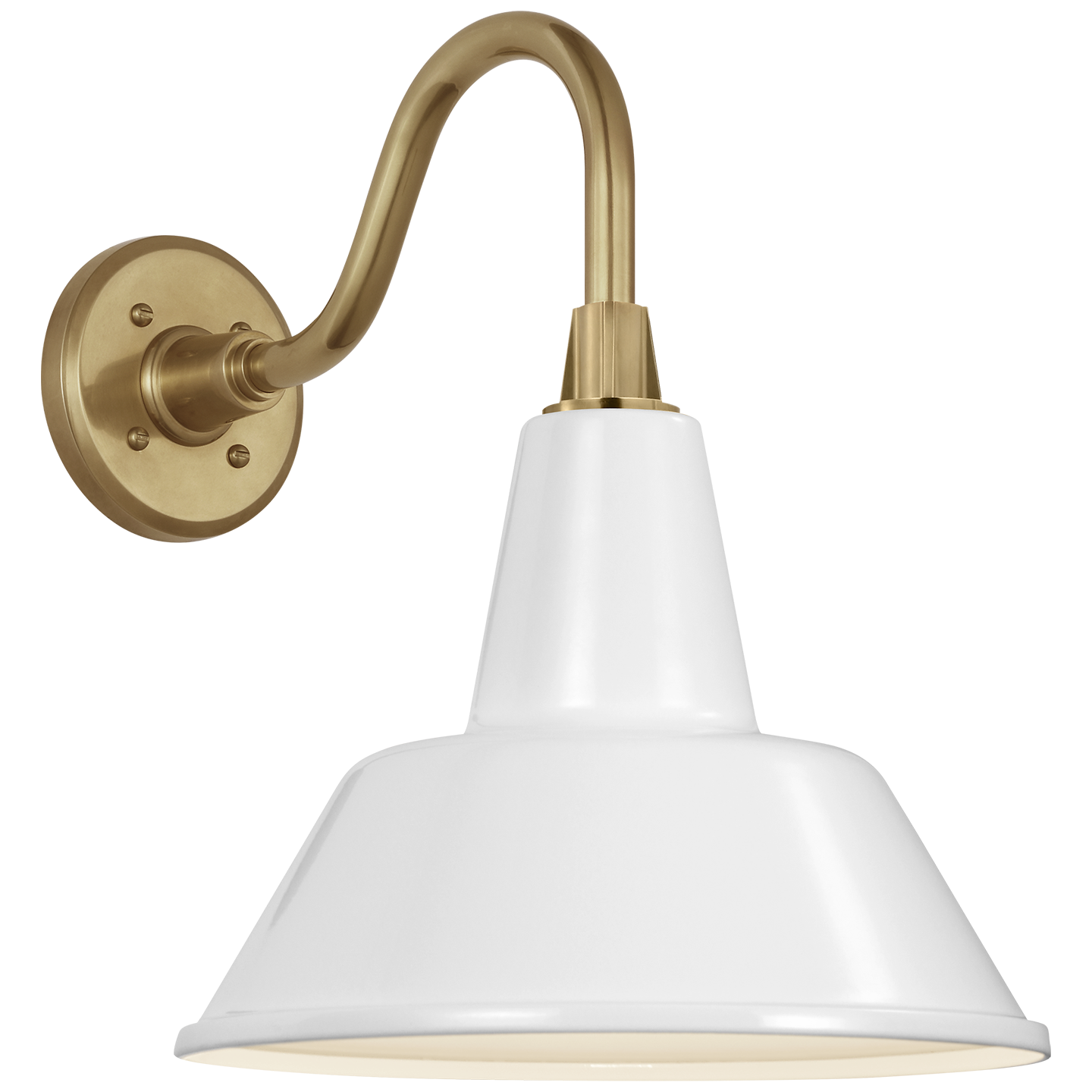Academy 11" Flynn Barn Light | Hand-Rubbed Antique Brass | 12.5 | 12.5" White Bowers Shade