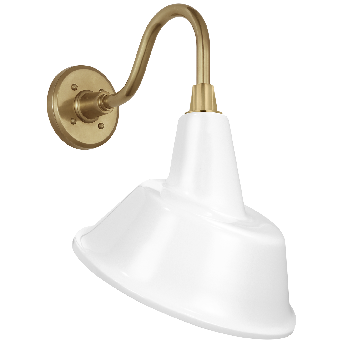 Academy 11" Flynn Barn Light | Hand-Rubbed Antique Brass | 12.5 | 12.5" White Tilted Tilted Bowers Shade