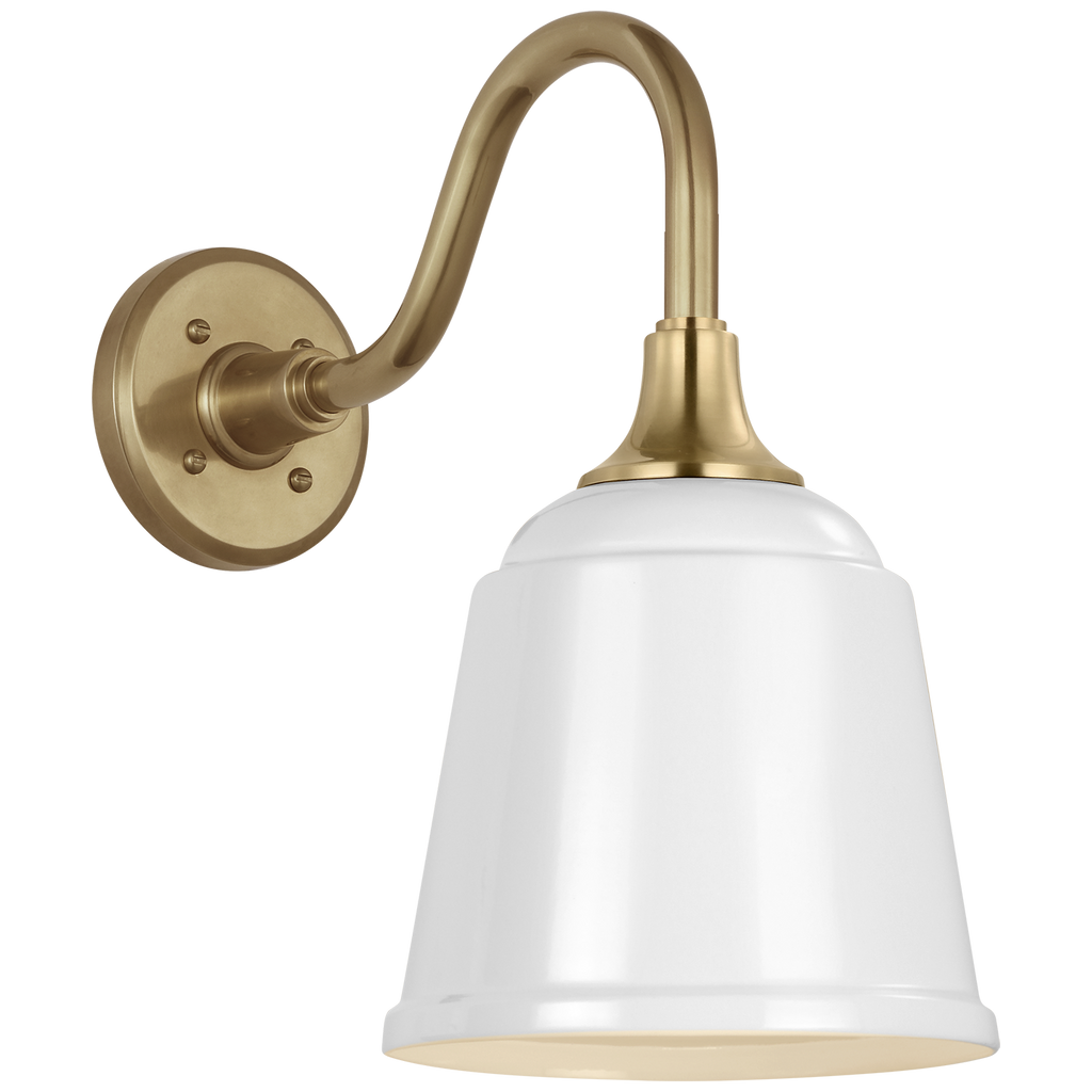 Academy 11" Flynn Barn Light | Hand-Rubbed Antique Brass | 8 | 8" White Rockhouse Shade