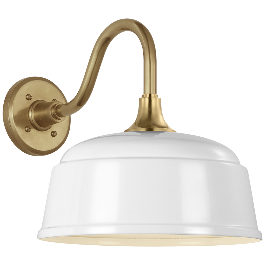 Academy 11" Flynn Barn Light | Hand-Rubbed Antique Brass | 12.5 | 12.5" White Rockhouse Shade