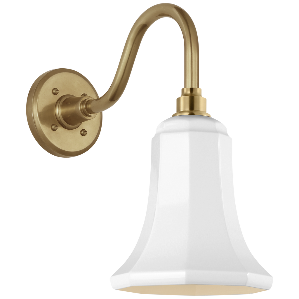 Academy 11" Flynn Barn Light | Hand-Rubbed Antique Brass | 7.5 | 7.5" White Savannah Shade