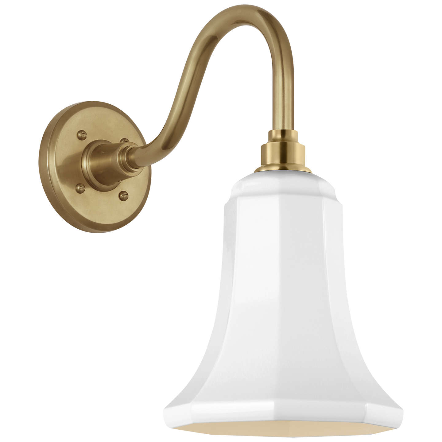 Academy 11" Flynn Barn Light | Hand-Rubbed Antique Brass | 7.5 | 7.5" White Savannah Shade