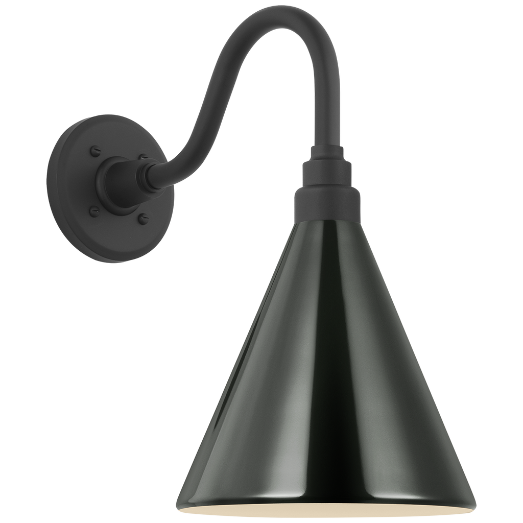 Academy 11" Flynn Barn Light | Matte Black | 9 | 9" Green Conical Savannah Shade