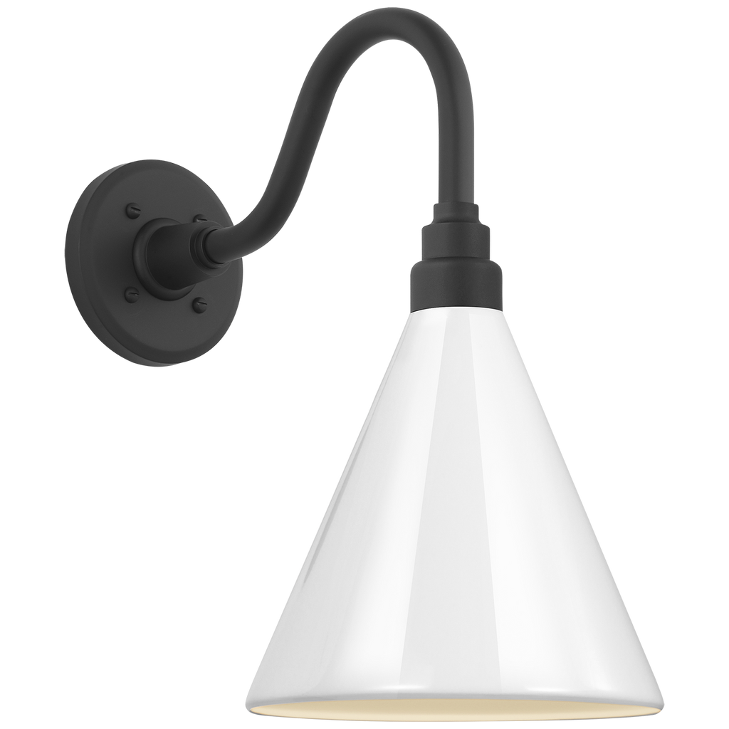 Academy 11" Flynn Barn Light | Matte Black | 9 | 9" White Conical Savannah Shade