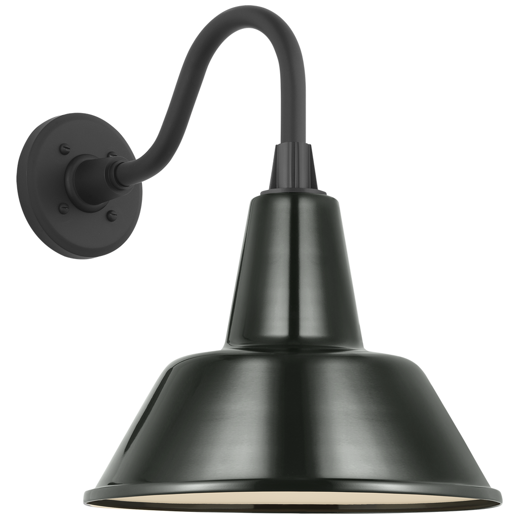 Academy 11" Flynn Barn Light | Matte Black | 12.5 | 12.5" Green Bowers Shade