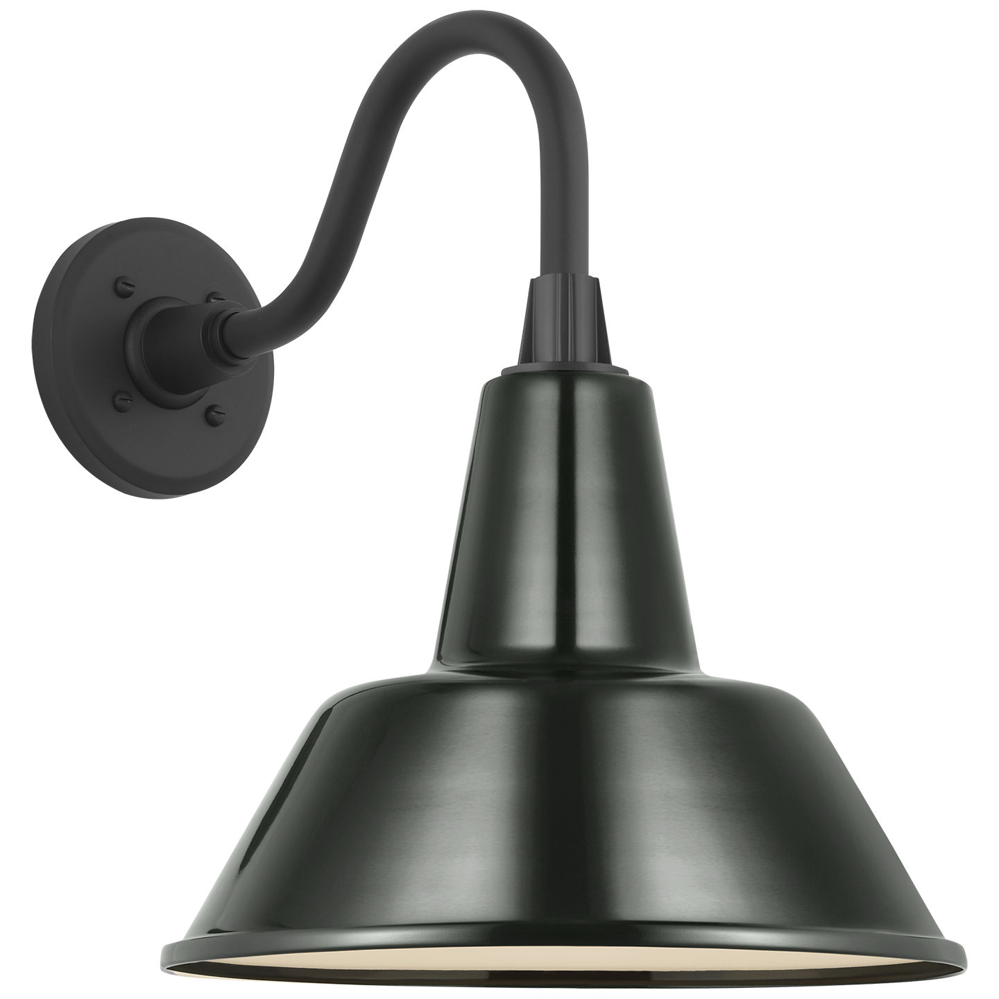 Academy 11" Flynn Barn Light | Matte Black | 12.5 | 12.5" Green Bowers Shade