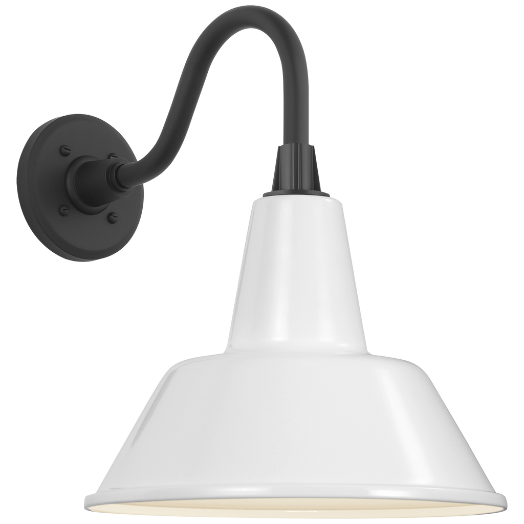 Academy 11" Flynn Barn Light | Matte Black | 12.5 | 12.5" White Bowers Shade