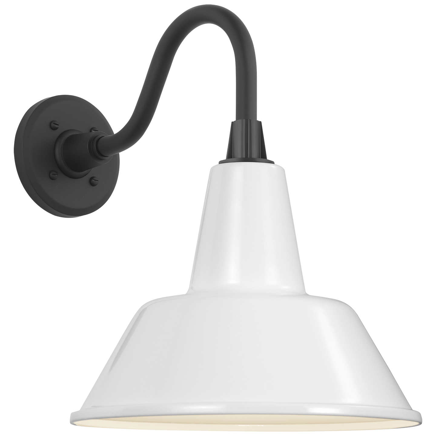 Academy 11" Flynn Barn Light | Matte Black | 12.5 | 12.5" White Bowers Shade
