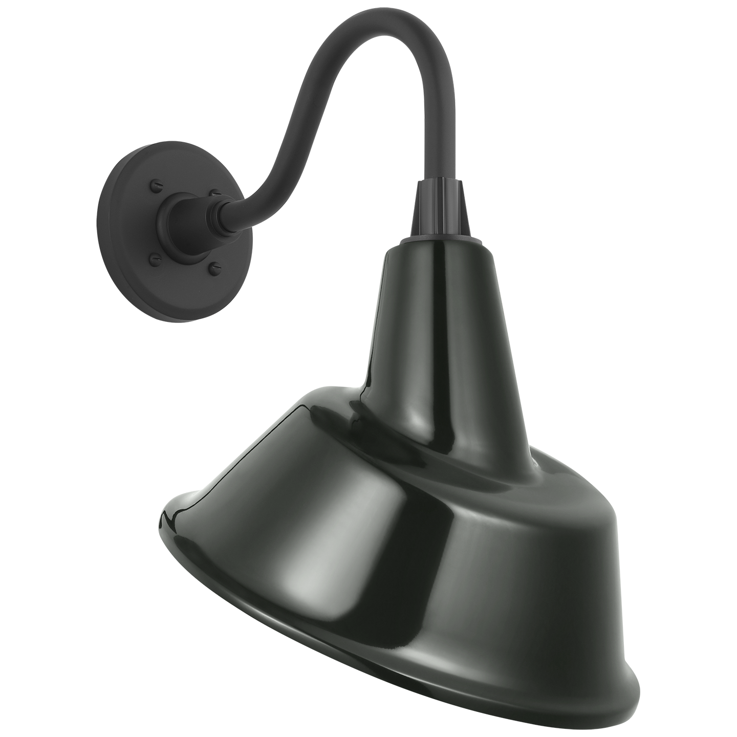 Academy 11" Flynn Barn Light | Matte Black | 12.5 | 12.5" Green Tilted Bowers Shade
