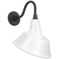 Academy 11" Flynn Barn Light | Matte Black | 12.5 | 12.5" White Tilted Bowers Shade