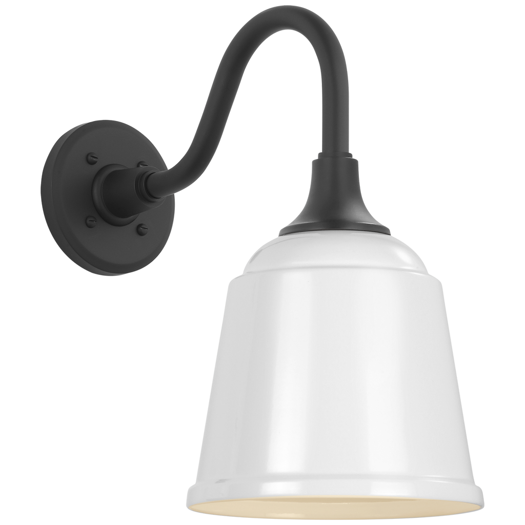Academy 11" Flynn Barn Light | Matte Black | 8 | 8" White Rockhouse Shade