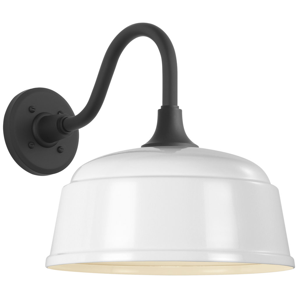 Academy 11" Flynn Barn Light | Matte Black | 12.5 | 12.5" White Rockhouse Shade