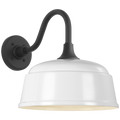 Academy 11" Flynn Barn Light | Matte Black | 12.5 | 12.5" White Rockhouse Shade