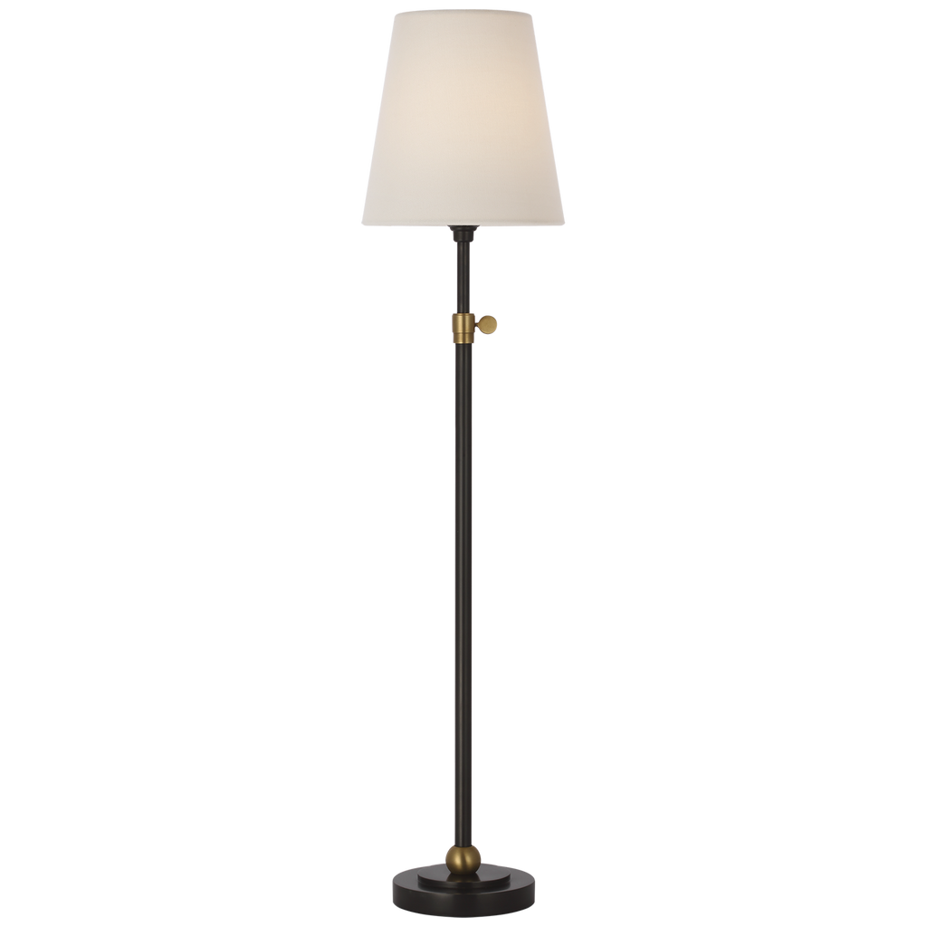 Bryant 27" Adjustable Cordless Table Lamp | Bronze and Hand-Rubbed Antique Brass | Linen Shade