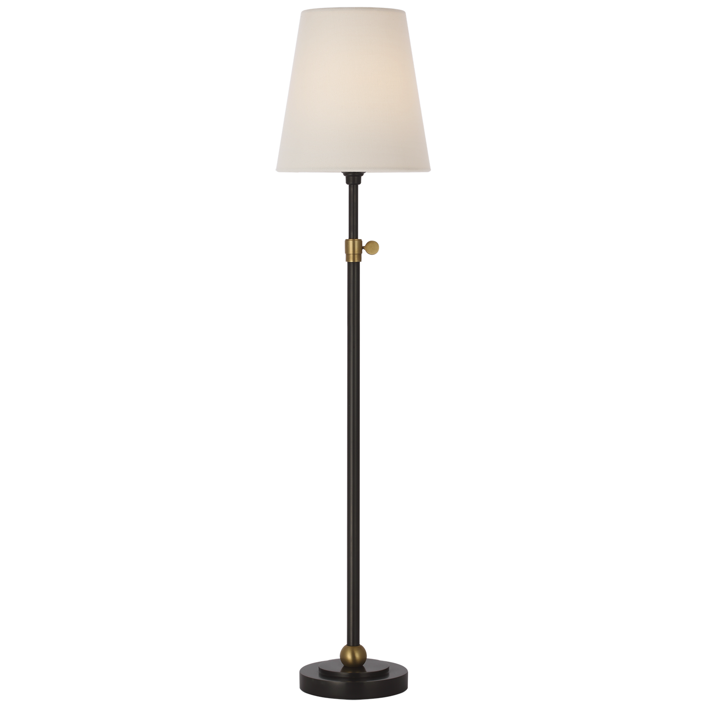Bryant 27" Adjustable Cordless Table Lamp | Bronze and Hand-Rubbed Antique Brass | Linen Shade