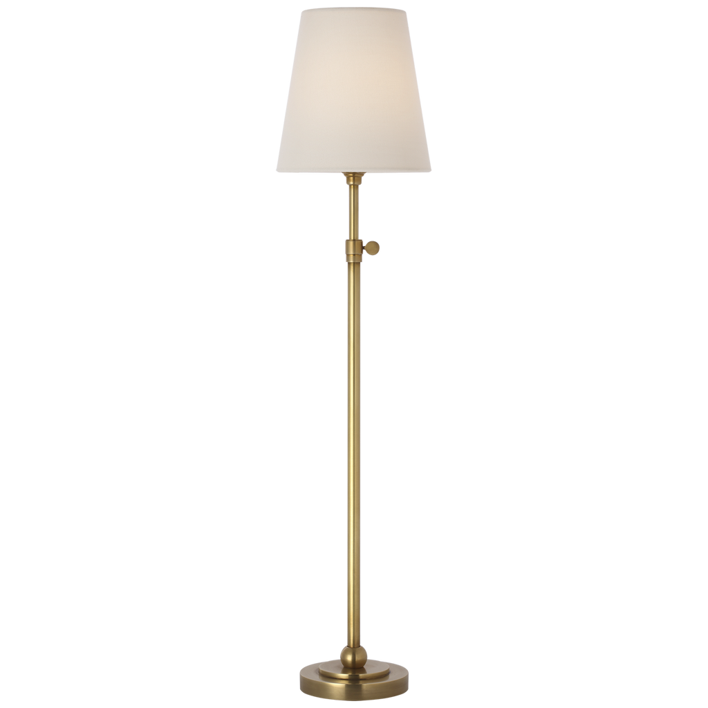 Bryant 27" Adjustable Cordless Table Lamp | Hand-Rubbed Antique Brass | Linen Shade