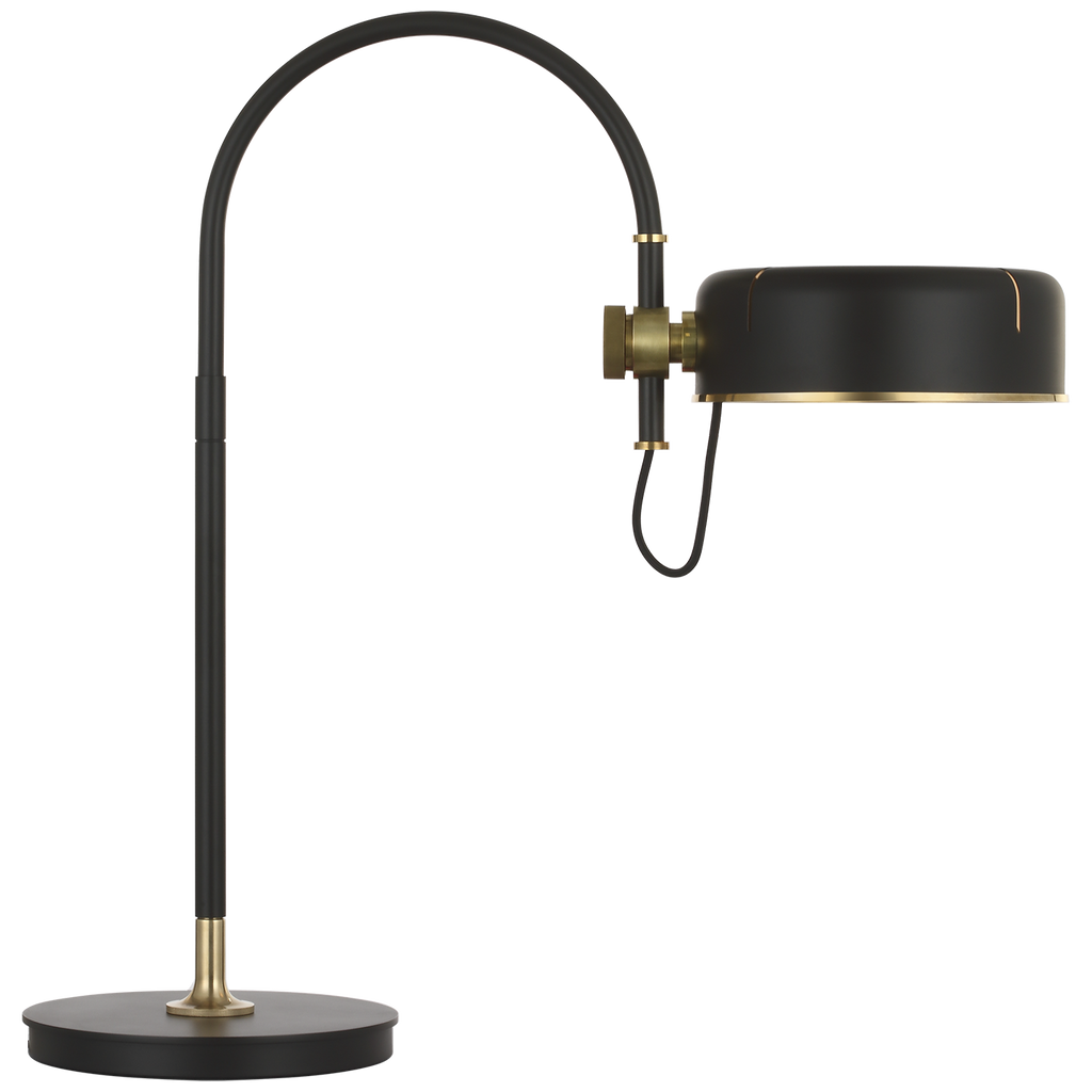 Oso 25" Arc Table Lamp | Modern Iron and Hand-Rubbed Antique Brass | Modern Iron Shade