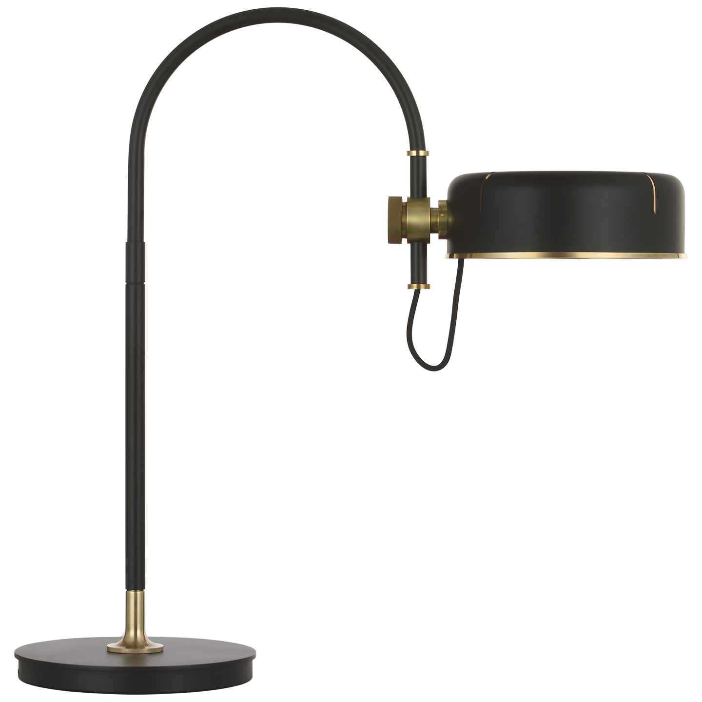 Oso 25" Arc Table Lamp | Modern Iron and Hand-Rubbed Antique Brass | Modern Iron Shade