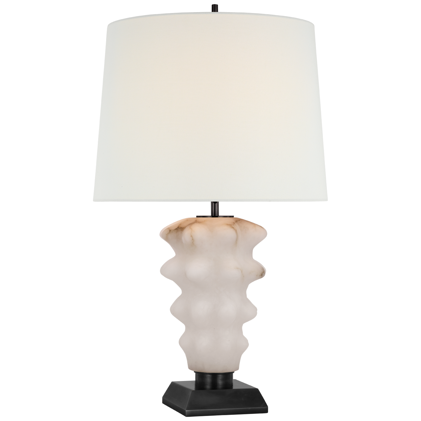 Luxor Large Table Lamp | Alabaster and Bronze | Linen Shade