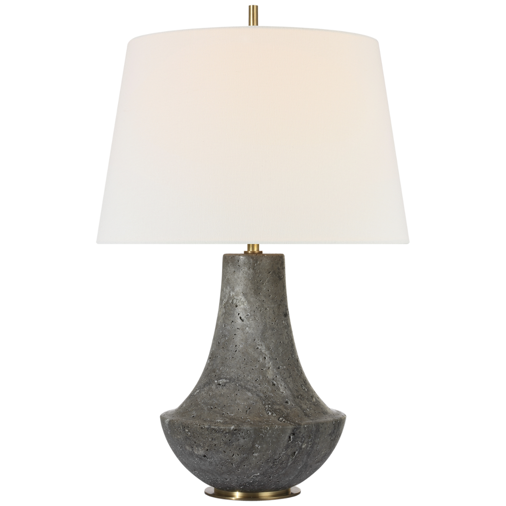 Kefi 25" Table Lamp | Dark Travertine | Linen Shade