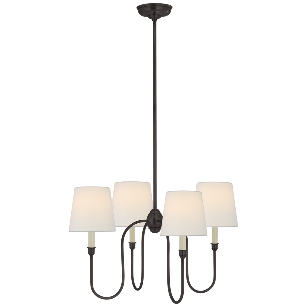Vendome Small Chandelier | Bronze | Linen Shades