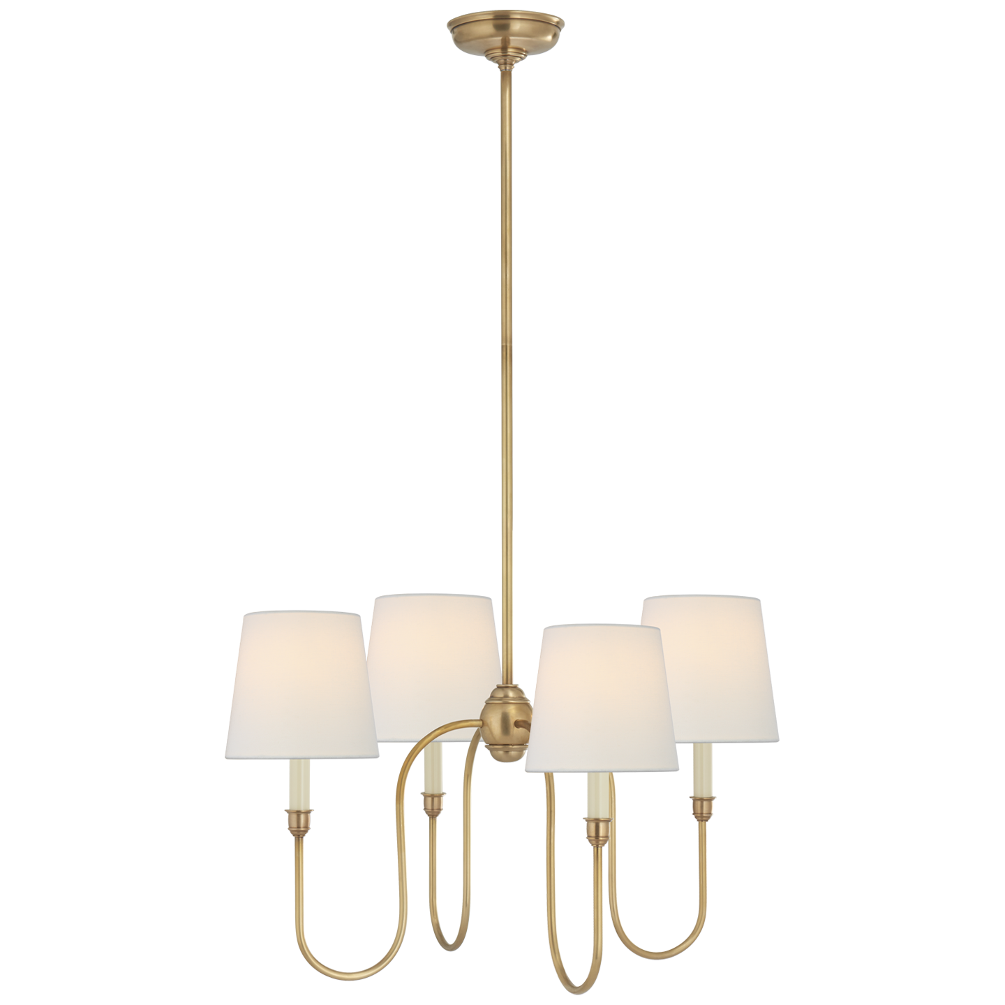 Vendome Small Chandelier | Hand-Rubbed Antique Brass | Linen Shades