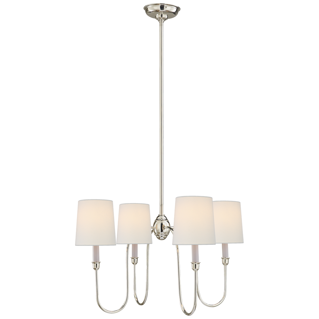 Vendome Small Chandelier | Polished Nickel | Linen Shades
