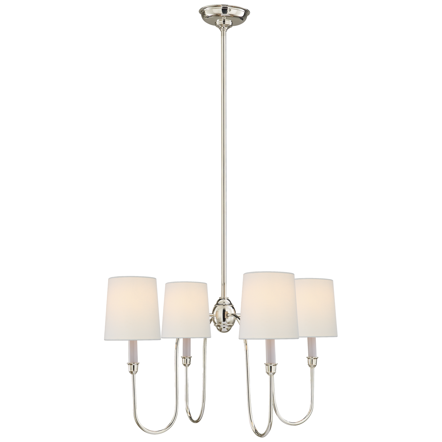 Vendome Small Chandelier | Polished Nickel | Linen Shades