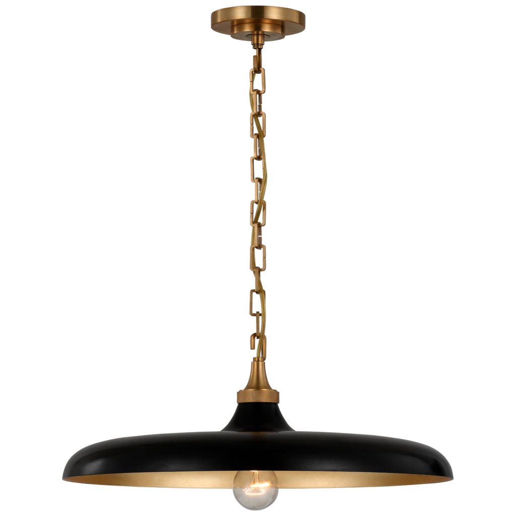 Piatto Medium Pendant | Hand-Rubbed Antique Brass | Aged Iron Shade