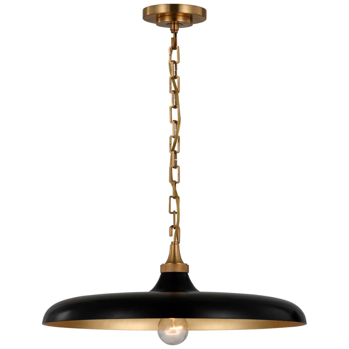 Piatto Medium Pendant | Hand-Rubbed Antique Brass | Aged Iron Shade