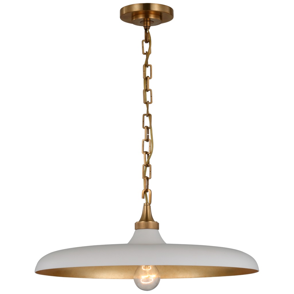 Piatto Medium Pendant | Hand-Rubbed Antique Brass | Plaster White Shade