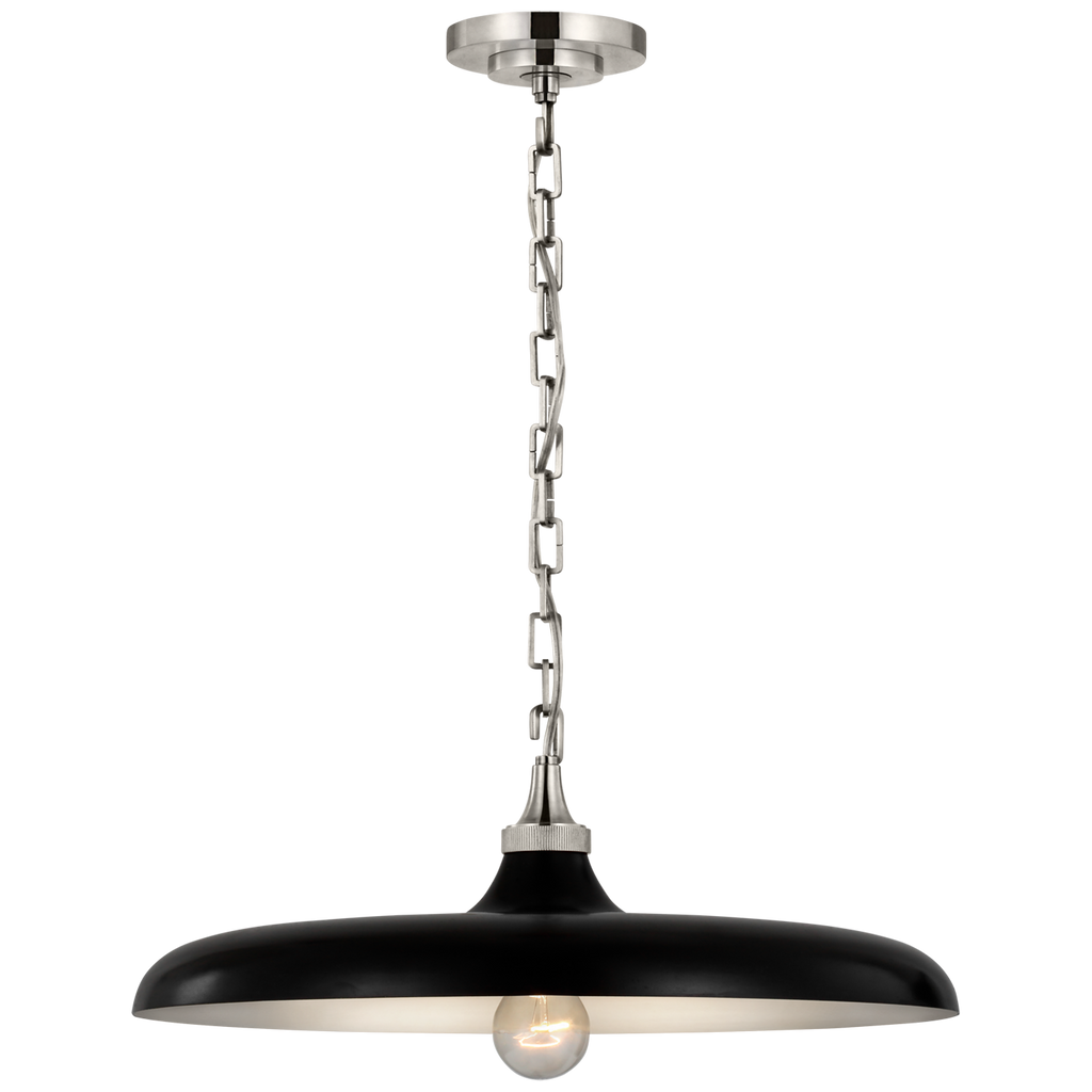 Piatto Medium Pendant | Polished Nickel | Aged Iron Shade
