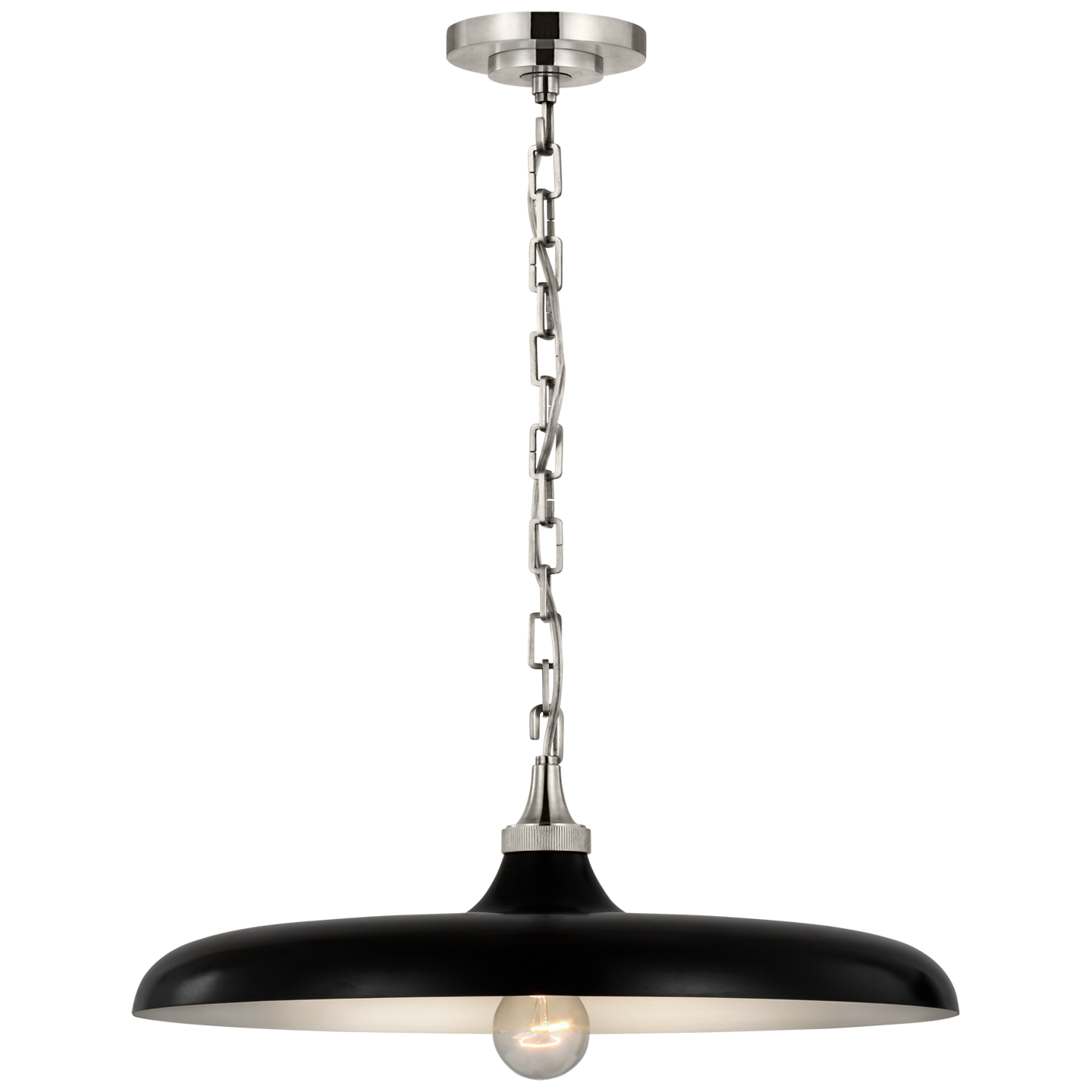 Piatto Medium Pendant | Polished Nickel | Aged Iron Shade