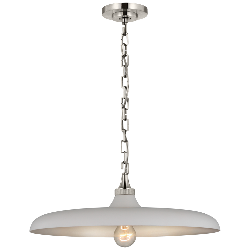 Piatto Medium Pendant | Polished Nickel | Plaster White Shade