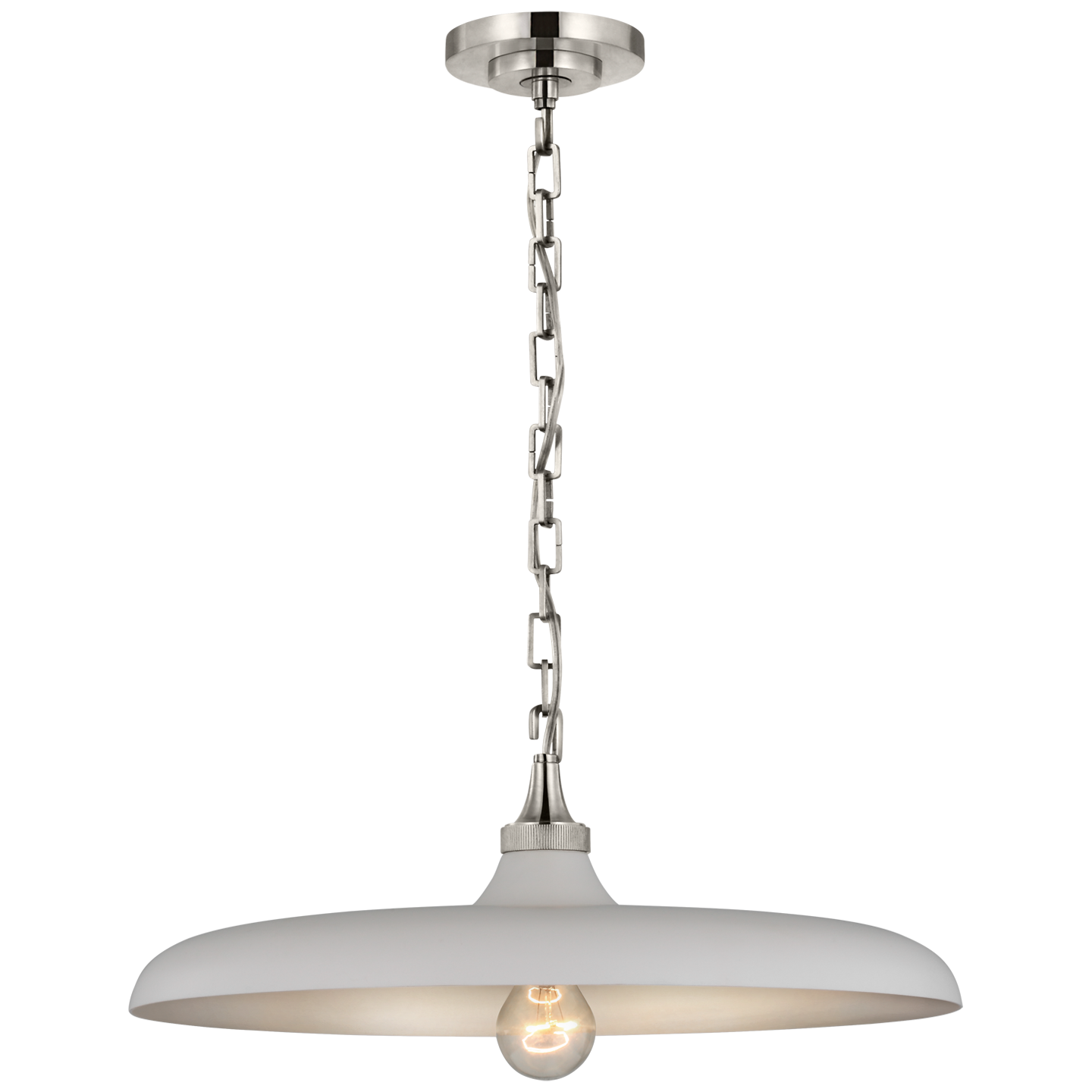 Piatto Medium Pendant | Polished Nickel | Plaster White Shade