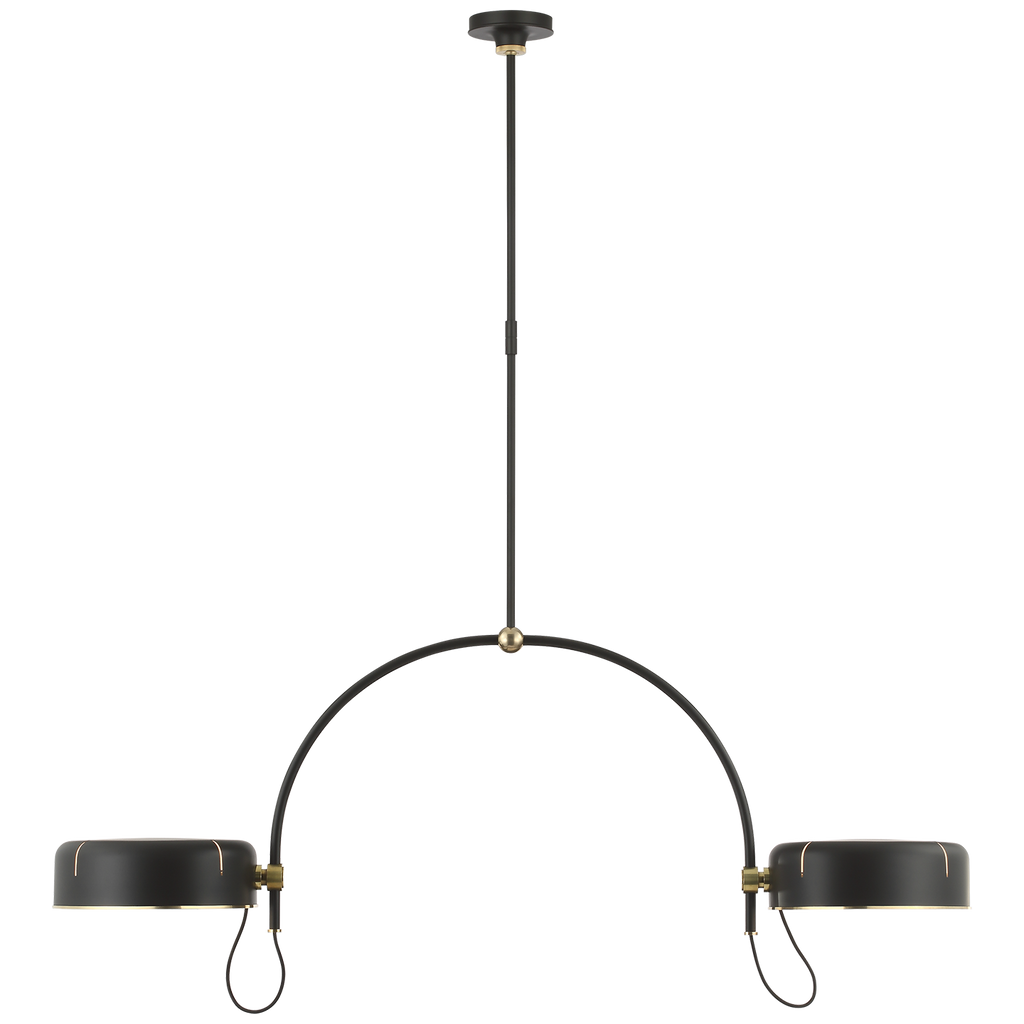 Oso 54" Linear Arched Pendant | Modern Iron and Hand-Rubbed Antique Brass | Modern Iron Shade