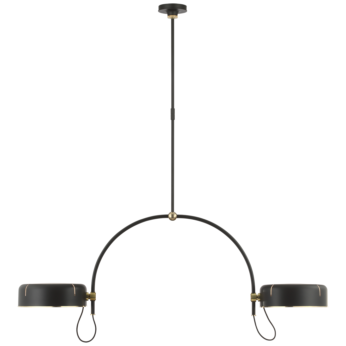 Oso 54" Linear Arched Pendant | Modern Iron and Hand-Rubbed Antique Brass | Modern Iron Shade