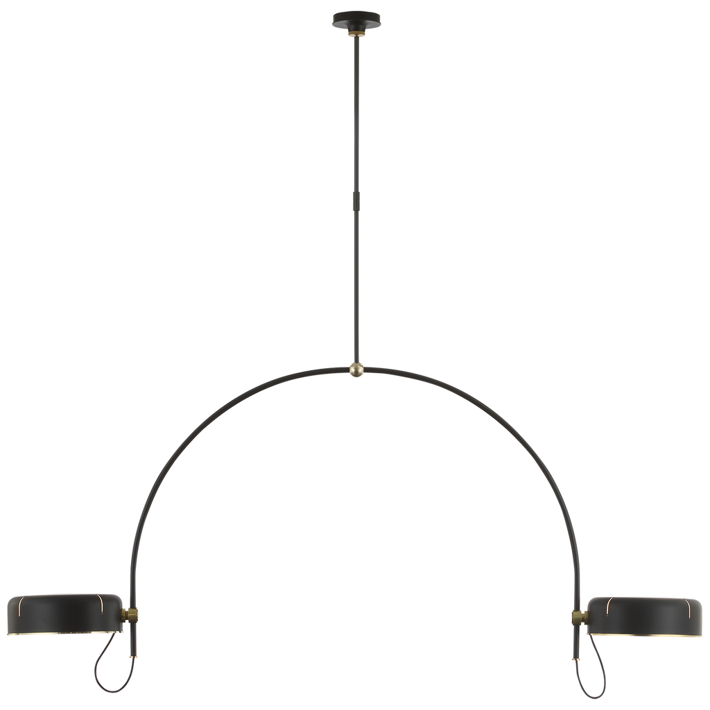 Oso 72" Linear Arched Pendant | Modern Iron and Hand-Rubbed Antique Brass | Modern Iron Shade