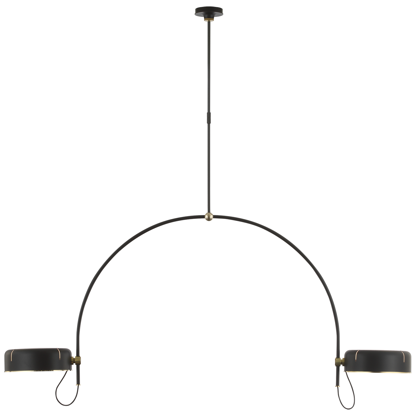 Oso 72" Linear Arched Pendant | Modern Iron and Hand-Rubbed Antique Brass | Modern Iron Shade