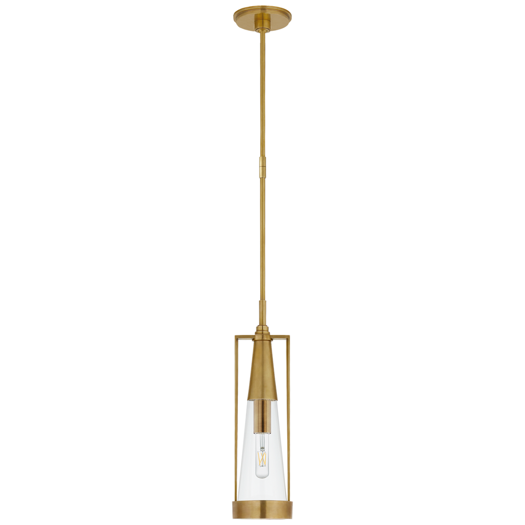 Calix Small Pendant | Hand-Rubbed Antique Brass | Clear Glass